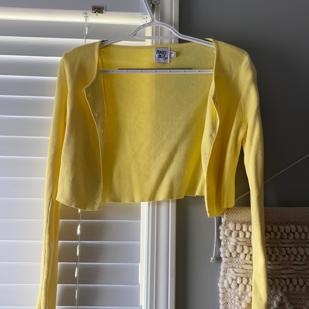 yellow princess polly button up sweater